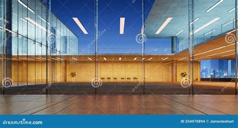 Modern Glass Wall Commercial Buildings Stock Illustration