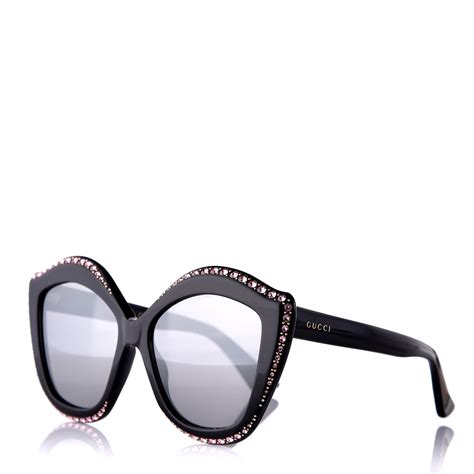 Gucci Crystal Cat Eye Gg0118s Sunglasses Black 316029