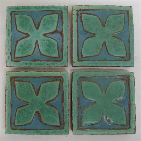 Grueby Antique Tiles With Leaf 4 Wells Tile And Antiques On Line