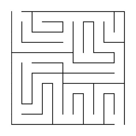 Vector Square Maze Template Blank Black And White Labyrinth Game