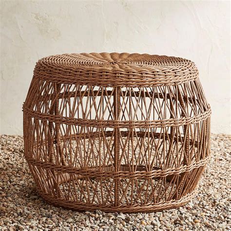 Outdoor adjustable wicker reclining lounge chair with ottoman. Emery Light Brown Woven Ottoman | Pier 1 Imports # ...
