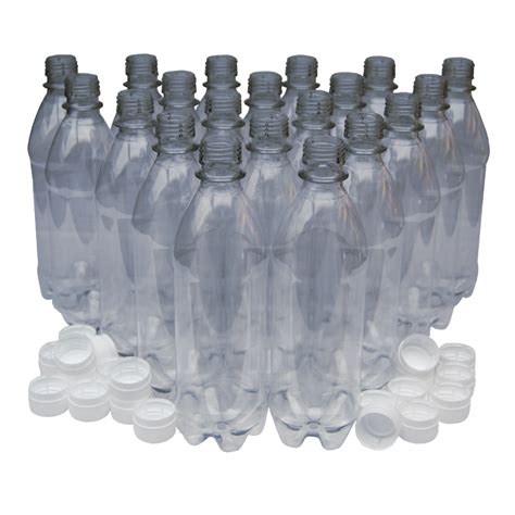 500ml Clear Pet Plastic Bottles With White Caps Pack Of 20 The