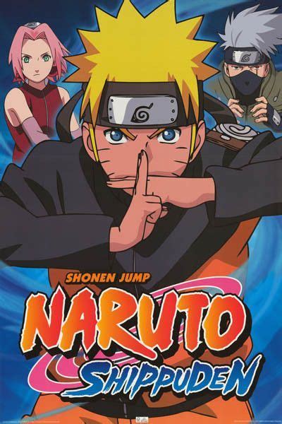 Naruto Shippuden Cast Naruto Sakaru Kakashi Cartoon Poster 24x36 Naruto
