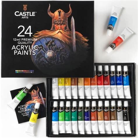 Castle Art Supplies Set De 24tubes De Peinture Acrylique De 12ml Pour