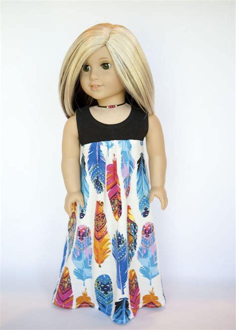 American Girl Doll Sized Maxi Dress Black With Feathers Etsy