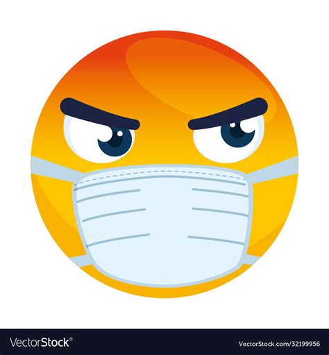 Emoji Angry Wearing Medical Mask Red Face Angry Vector Image