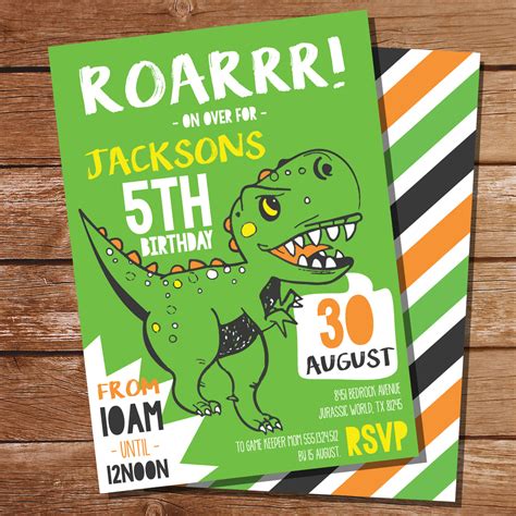 Dinosaur Birthday Party Invitation Boy Dinosaur Invite Sunshine Parties