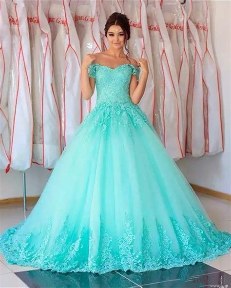 Princess Turquoise Quinceanera Dress Ball Gown Girls Sweet Sixteen Dre