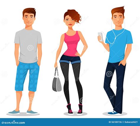 Young People In Casual Clothes Stock Vector Image 56180736