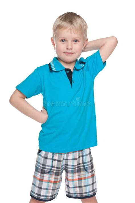 Little Boy In Blue Holds His Thumb Up Stock Image Image Of Person
