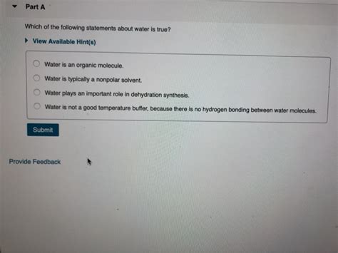 Solved: Part A Which Of The Following Statements About Wat ...