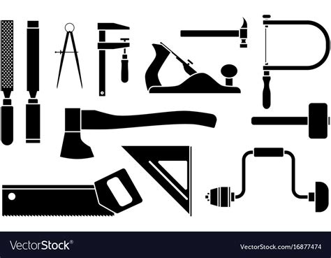 Carpentry Icons Woodwork Tool Set Royalty Free Vector Image