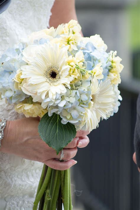 Southern Romantic Bouquet Of Blue Hydrangea White Rose And White