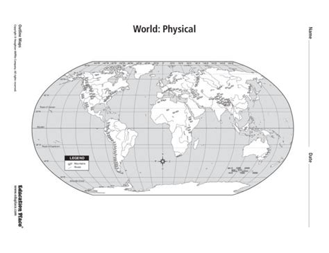 World Physical Map Organizer For 5th 12th Grade Lesson Planet
