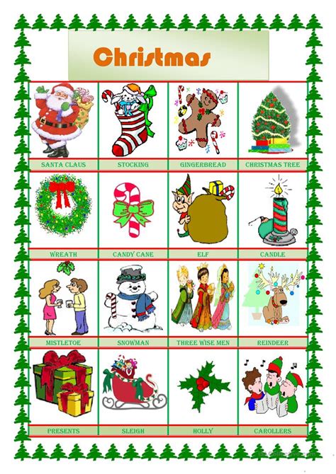 Christmas Pictionary Worksheet Free Esl Printable