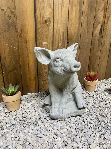 12lbs Pig Concrete Statue Indoor Outdoor Home And Garden Etsy