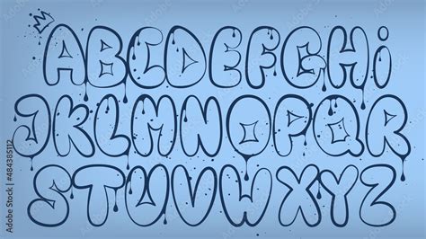 Graffiti Alphabet Bubble Graffiti Letters Outline Uppercase Letters With Spray Effect And