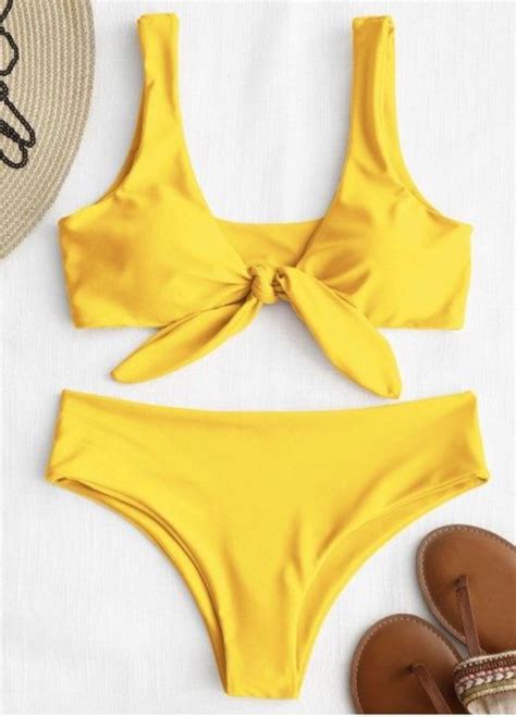 Yellow Knot Bikini Bathing Suit Swimwear Beachwear Swimwear Fashion Bikini Swimwear Bikini
