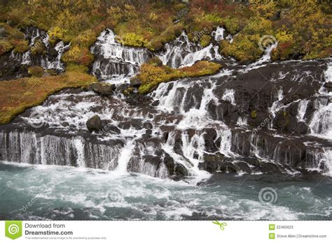 Hraunfossar Hvita River Husafell Iceland Stock Image Image Of