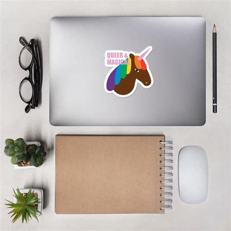 Queer And Magical Brown Unicorn Sticker Gay Pride Sticker Etsy