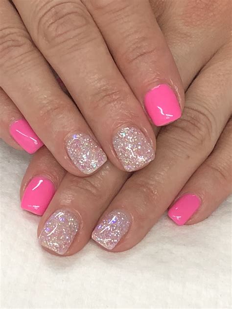Pink Summer Glitter Gel Nails Light Elegance Double Scoop Sugar