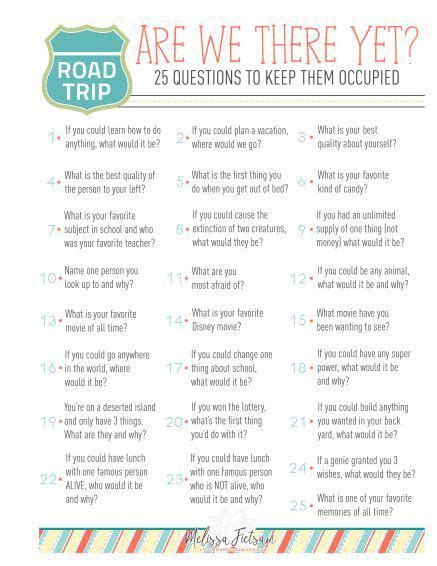Road Trip Free Printable Questions To Ask On Road Trip Questions To