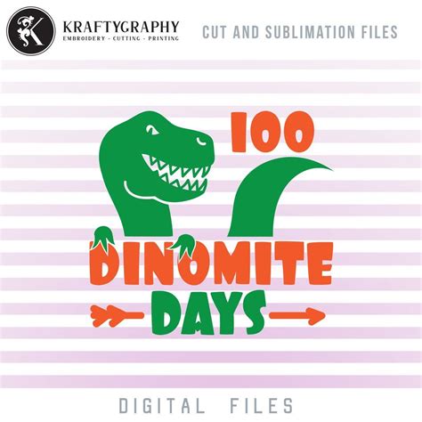 100 Days Of School Dinosaur Svg Files 100 Dinomite Days Clipart Scho