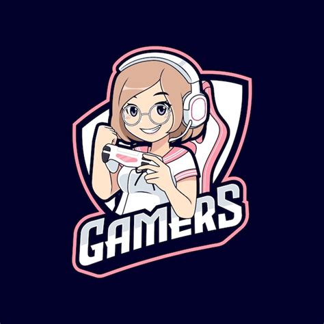 Premium Vector Kawaii Female Anime Gamer Character Esport Logo Template