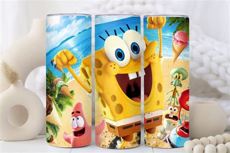 Spongebob Tumbler Wrap Png Design Sublimation 20 Oz Flaco Etsy España