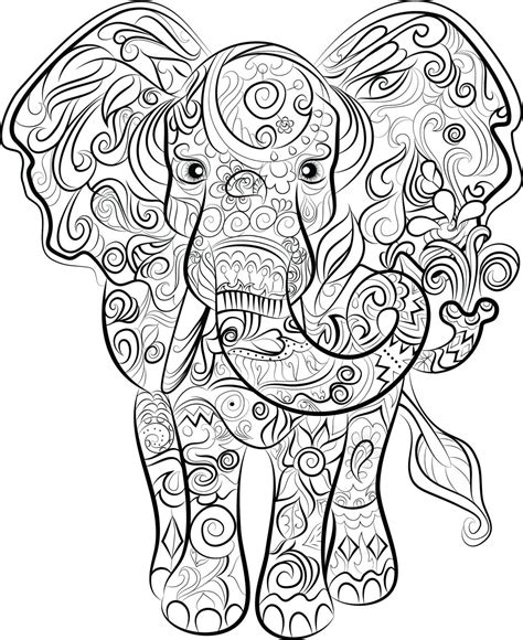 Elephant Drawing Instant Download To Print And Colour Elephant