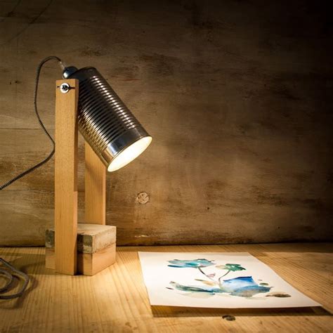 Wooden Adjustable Table Lamp With Metalic Shade Box Of Squares
