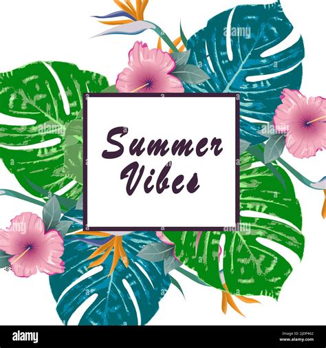 Summer Vibes Summer Green Tropical Flyer Design With Tropical Flowers