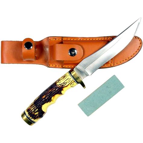 Ruko Deer Horn Handle Hunting Knife W Genuine Leather Sheath By Ruko