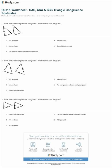 Worksheets for all download and worksheets from triangle congruence worksheet answers , source: Congruent Triangles Worksheet with Answer Awesome Quiz ...