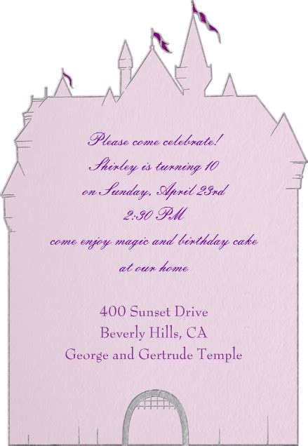 Princess Castle Announcement Paperless Post Bday Cards Girl First
