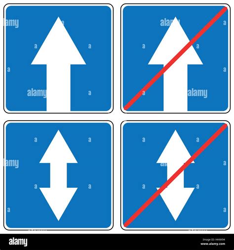 Ahead Only One Way Traffic Sign Drive Straight Arrow Traffic Vector
