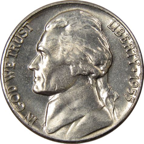 1955 D Jefferson Nickel 5 Cent Piece Bu Uncirculated Mint State 5c Us