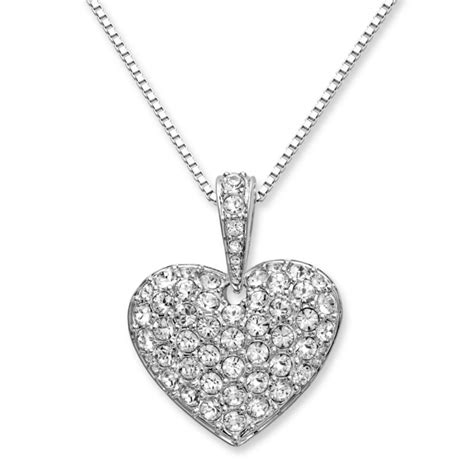 Swarovski Puff Heart Pave Crystal Pendant In Silver Lyst