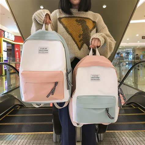 Patchwork Canvas School Backpack For Teenage Girls Girls Rucksack