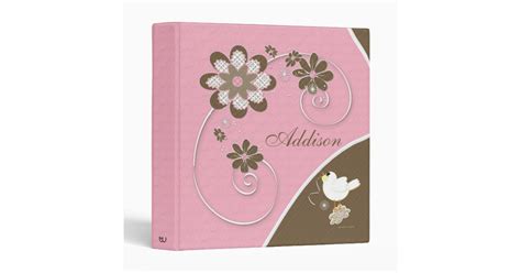 Baby Girl Photo Album In Pink And Brown Binder Zazzle