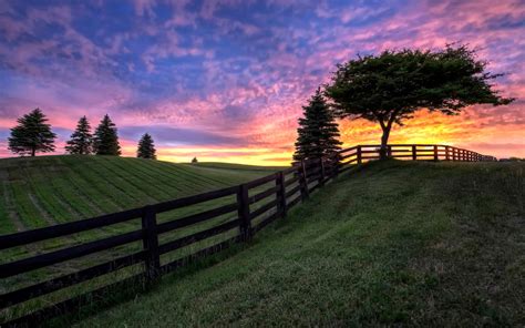 Hills Countryside Sunset Wallpaper For Widescreen Desktop