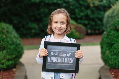Cute Young Girl Ready For Her First Day Of Kindergarten By Jakob Lagerstedt
