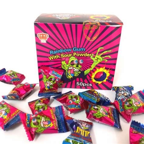 Rainbow Gum With Sour Powder Childhood Snacks Makanan Ringan Zaman