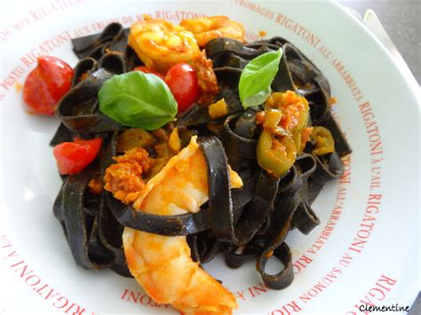 Le blog de Clementine Spaghetti à lencre de seiche aux langoustines