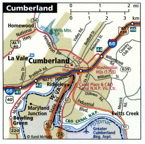 Cumberland City Road Map Truck Drivers Area Towns Toll Free Highways