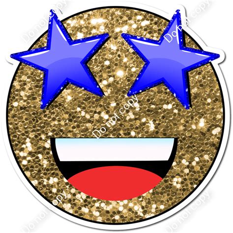 Gold Sparkle Emoji With Blue Star Eyes W Variants Sign Swag Usa