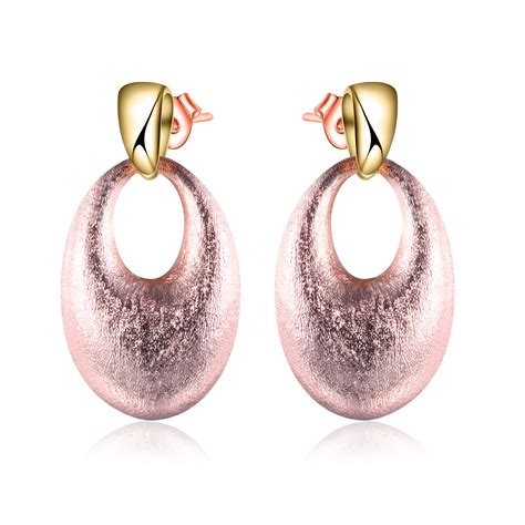 Fashion Frosted Earing Rose Gold Color Big Oval Drop Earrings For Women Water Drop Rose Golden