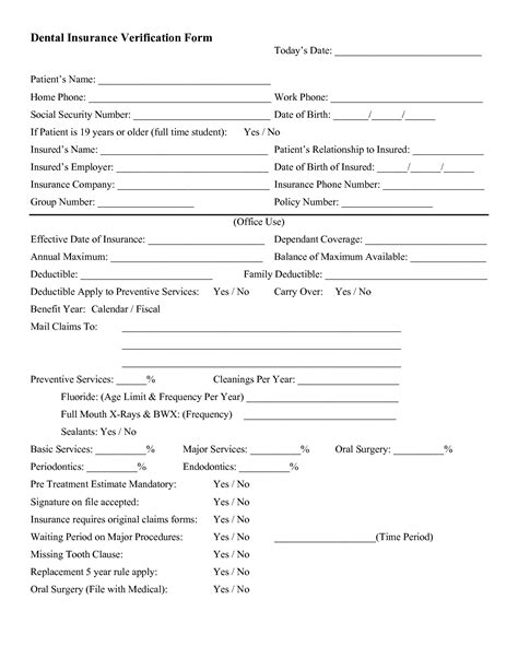 Medical Insurance Verification Form Templates Free Printable