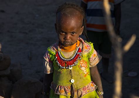 Afar Tribe Child Girl With A Beaded Necklace Afar Region Mile