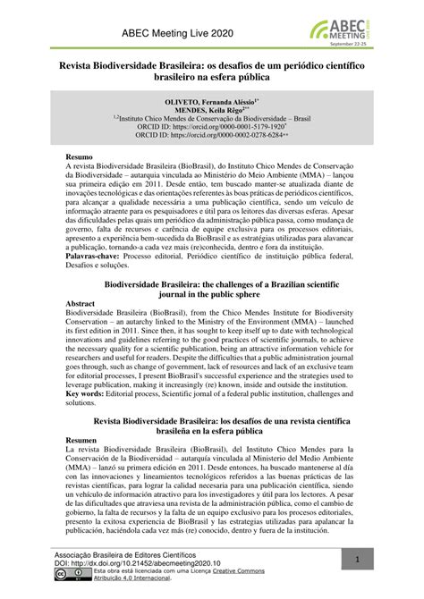PDF Revista Biodiversidade Brasileira os desafios de um periódico